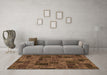 Machine Washable Patchwork Brown Transitional Rug in a Living Room,, wshabs1667brn