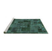 Sideview of Machine Washable Patchwork Turquoise Transitional Area Rugs, wshabs1667turq