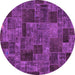 Round Patchwork Purple Transitional Rug, abs1667pur