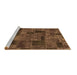Sideview of Machine Washable Patchwork Brown Transitional Rug, wshabs1667brn