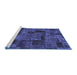 Sideview of Machine Washable Patchwork Blue Transitional Rug, wshabs1667blu