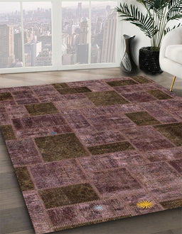 Machine Washable Abstract Bakers Brown Rug in a Family Room, wshabs1667