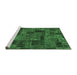 Sideview of Machine Washable Patchwork Emerald Green Transitional Area Rugs, wshabs1667emgrn