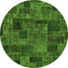 Round Machine Washable Patchwork Green Transitional Area Rugs, wshabs1667grn
