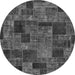 Round Patchwork Gray Transitional Rug, abs1667gry