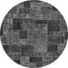 Round Machine Washable Patchwork Gray Transitional Rug, wshabs1667gry