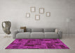 Machine Washable Patchwork Pink Transitional Rug in a Living Room, wshabs1667pnk