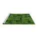 Sideview of Machine Washable Patchwork Green Transitional Area Rugs, wshabs1667grn