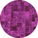 Round Patchwork Pink Transitional Rug, abs1667pnk