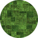 Round Patchwork Green Transitional Rug, abs1667grn