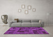 Machine Washable Patchwork Purple Transitional Area Rugs in a Living Room, wshabs1667pur