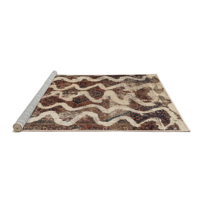 Sideview of Machine Washable Abstract Sepia Brown Rug, wshabs1668