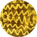 Round Machine Washable Abstract Yellow Modern Rug, wshabs1668yw