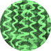 Round Abstract Emerald Green Modern Rug, abs1668emgrn