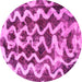 Round Machine Washable Abstract Pink Modern Rug, wshabs1668pnk