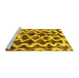 Sideview of Machine Washable Abstract Yellow Modern Rug, wshabs1668yw