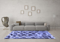 Machine Washable Abstract Blue Modern Rug, wshabs1668blu