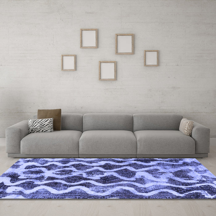 Machine Washable Abstract Blue Modern Rug in a Living Room, wshabs1668blu