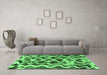 Machine Washable Abstract Emerald Green Modern Area Rugs in a Living Room,, wshabs1668emgrn