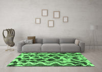 Machine Washable Abstract Emerald Green Modern Rug, wshabs1668emgrn