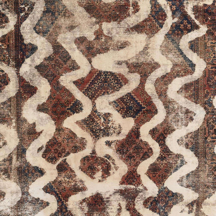 Machine Washable Abstract Sepia Brown Rug, wshabs1668