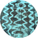 Round Machine Washable Abstract Light Blue Modern Rug, wshabs1668lblu