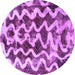 Round Machine Washable Abstract Purple Modern Area Rugs, wshabs1668pur