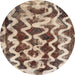 Round Abstract Reddish Brown Modern Rug, abs1668