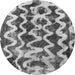 Round Machine Washable Abstract Gray Modern Rug, wshabs1668gry