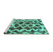 Sideview of Machine Washable Abstract Turquoise Modern Area Rugs, wshabs1668turq