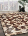 Machine Washable Abstract Sepia Brown Rug in a Family Room, wshabs1668