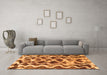 Machine Washable Abstract Orange Modern Area Rugs in a Living Room, wshabs1668org