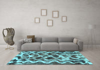 Machine Washable Abstract Light Blue Modern Rug, wshabs1668lblu