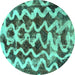 Round Abstract Turquoise Modern Rug, abs1668turq