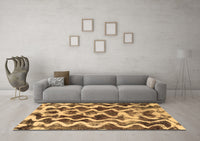 Machine Washable Abstract Brown Modern Rug, wshabs1668brn