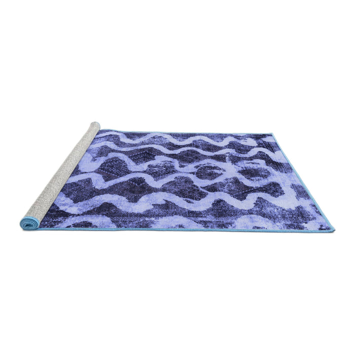 Sideview of Machine Washable Abstract Blue Modern Rug, wshabs1668blu