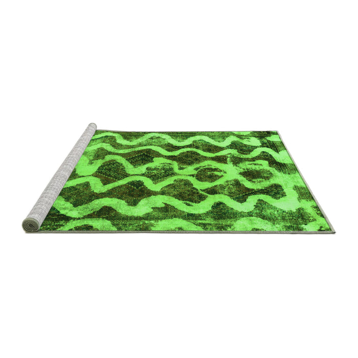 Sideview of Machine Washable Abstract Green Modern Area Rugs, wshabs1668grn