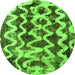 Round Machine Washable Abstract Green Modern Area Rugs, wshabs1668grn