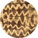 Round Abstract Brown Modern Rug, abs1668brn