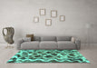 Machine Washable Abstract Turquoise Modern Area Rugs in a Living Room,, wshabs1668turq