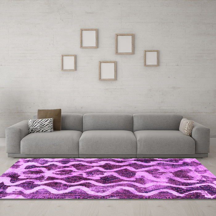 Machine Washable Abstract Purple Modern Area Rugs in a Living Room, wshabs1668pur