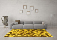 Machine Washable Abstract Yellow Modern Rug, wshabs1668yw