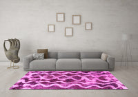 Machine Washable Abstract Pink Modern Rug, wshabs1668pnk