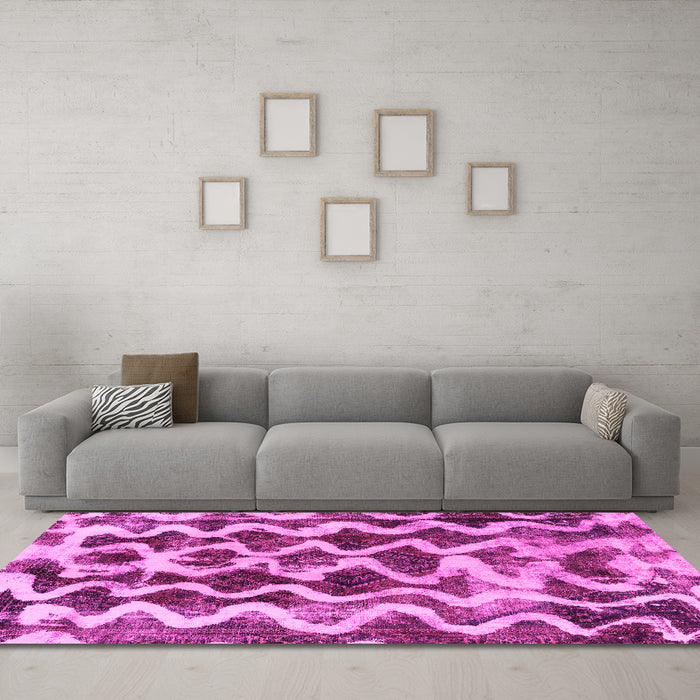Machine Washable Abstract Pink Modern Rug in a Living Room, wshabs1668pnk
