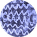 Round Machine Washable Abstract Blue Modern Rug, wshabs1668blu