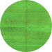 Round Machine Washable Abstract Green Modern Area Rugs, wshabs1669grn