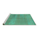 Sideview of Machine Washable Abstract Turquoise Modern Area Rugs, wshabs1669turq