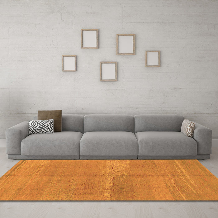 Machine Washable Abstract Orange Modern Area Rugs in a Living Room, wshabs1669org