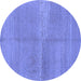 Round Abstract Blue Modern Rug, abs1669blu