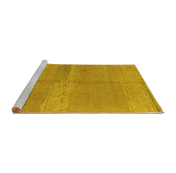 Sideview of Machine Washable Abstract Yellow Modern Rug, wshabs1669yw